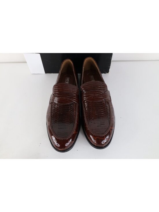 Deadstock Vintage Streetwear Mens 11.5 M Genuine Snakeskin Loafers Shoes Brown main image 9